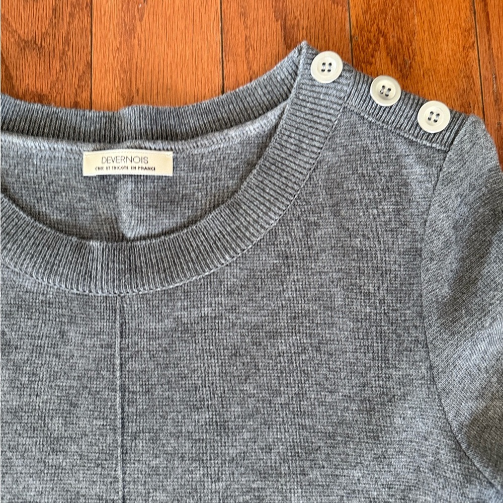 Devernois Gray Sweater with Button Detail